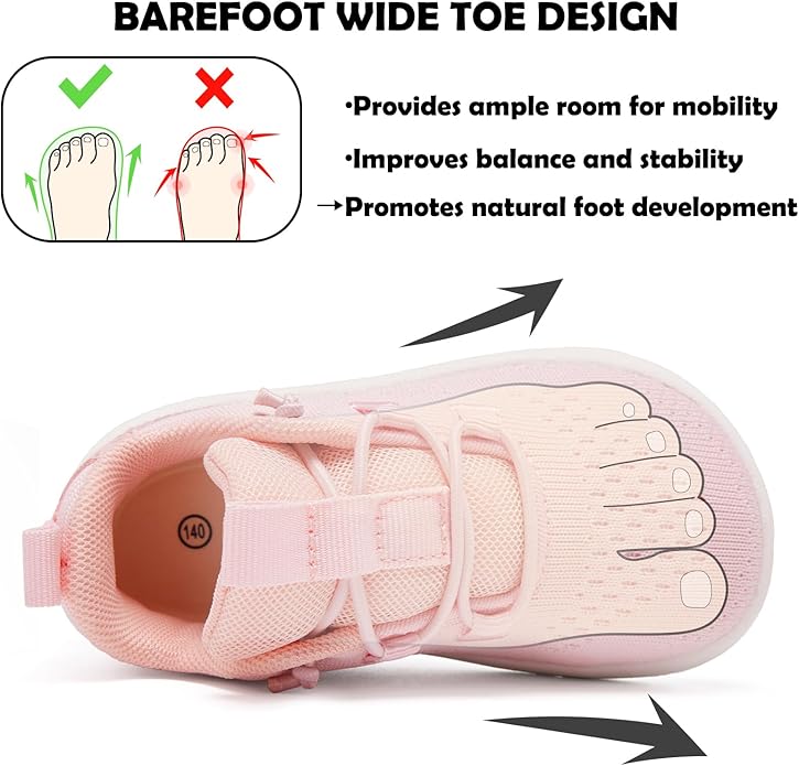 MORENDL Wide Toddler Shoes Baby Walking Shoes Girls Boys Zero Drop Minimalist Sneakers Slip On Tennis Shoe Breathable Naturally Flexible