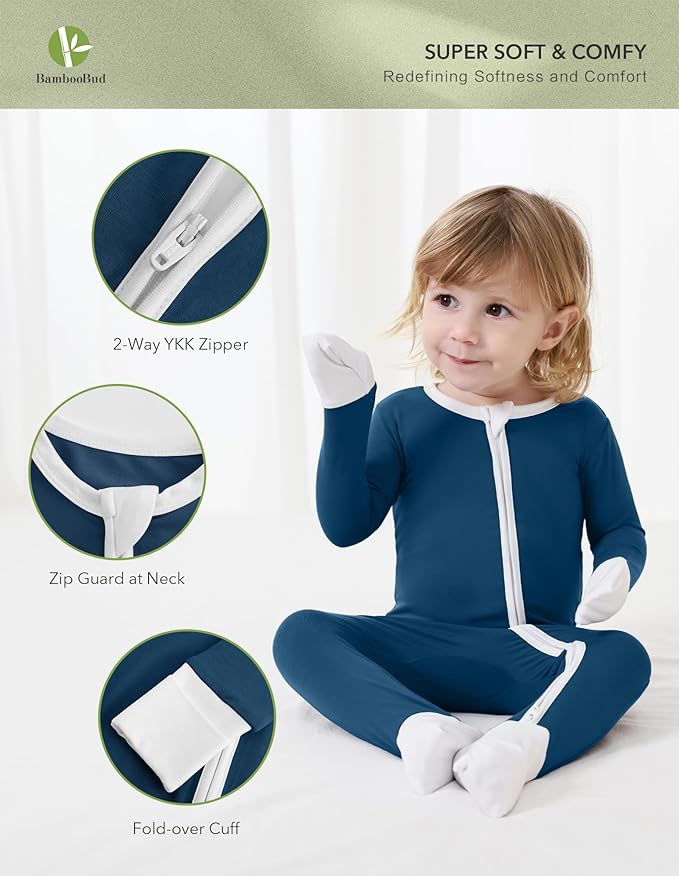 Baby Zippered Rompers Newborn Pajamas Sleepers Long Sleeve Jumpsuits Infant Zipper Romper-Viscose from Bamboo