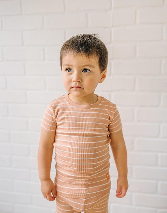 moimoln Stripe Pajamas Set 12M-8Y Ribbed Unisex Baby & Toddler, Soft Viscose, Snug-Fit, Everyday Sleepwear