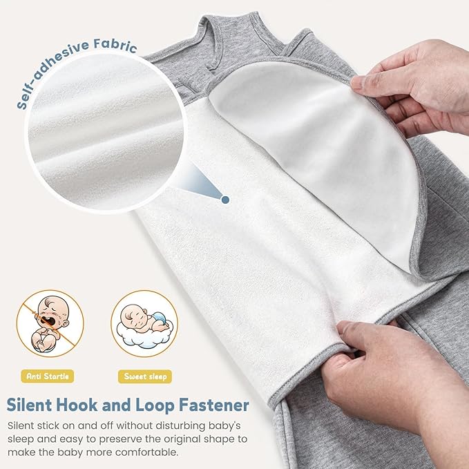 ZIGJOY Sleep Sack Swaddle 1.0 TOG Baby Wearable Blanket 100% Cotton Baby Swaddle Blanket for Newborns 6-12 Months for Boy Girl, Grey