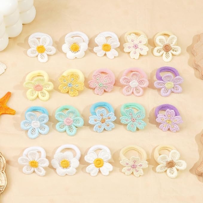 JOYOYO 30PCS 1.25 Inch Baby Girls Hair Ties with Flower,Soft Elastics Ponytail Holders Hair Accessories for Infants Toddlers Baby Girls