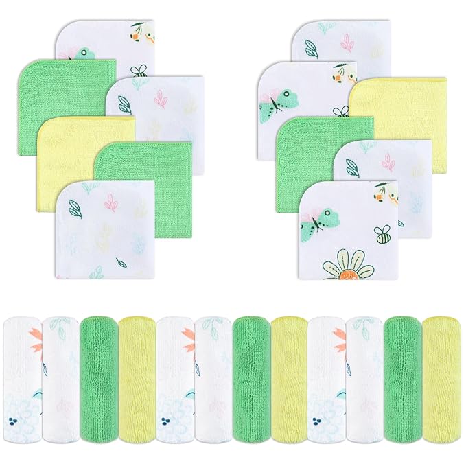 Viviland Baby Washcloths 24 Pack, Toddler Wash Cloths for Bath, Super Soft & Absorbent Bath Towel for Newborn and Infants, Baby Towels Care for Baby's Sensitive Skin