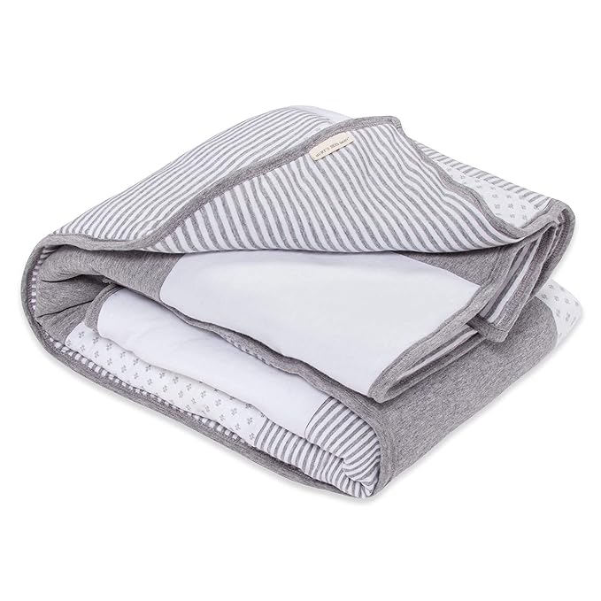 Burt's Bees Baby Reversible Blanket, Nursery, Stroller & Tummy-Time Organic Jersey Cotton Quilted Infant & Toddler Bedding
