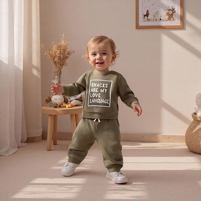 Infant Baby Boy Fall Clothes Set Funny Letter Sweatshirt Pant Outfit Toddler Winter Clothes 6 12 18 Months 2T 3T
