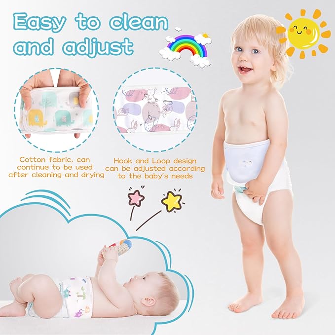 4Pcs Baby Infant Umbilical Cord Belly Bands Cartoon Cotton Soft Baby Belly Belt, Newborn Belly Button Wrap, Baby Tummy Wrap for Protection, Baby Gifts for 0 to 12 Months(Multi-Specification)