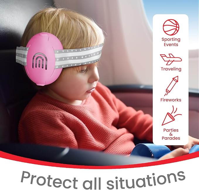 2-in-1 Adjustable Baby & Toddler Noise Cancelling Headphones - Ear Muffs for Kids 1-3 for Airplane Travel