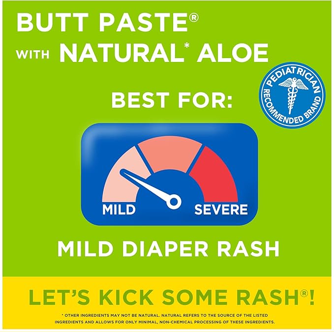 Boudreaux's Butt Paste with Natural* Aloe Diaper Rash Cream, Ointment for Baby, 4 oz Tube