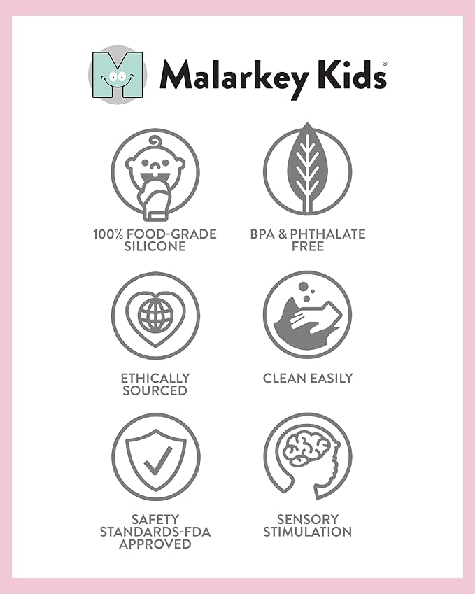 Malarkey Kids Patented Teething Mitten, Munch Mitt Baby Chew Toy - Protects Hands from Chewing & Saliva, Heals Aching Gums, Promotes Sound & Visual Stimulation for Babies - Pink Rainbow