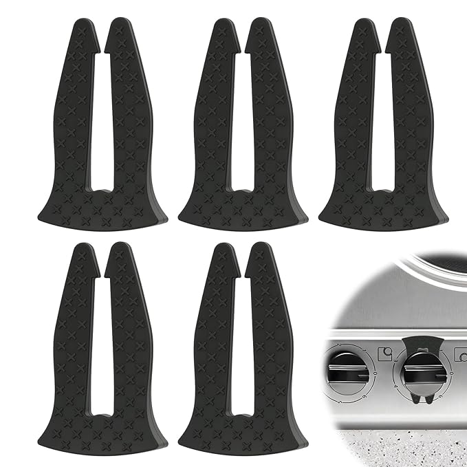 Stove Knob Safety Covers Baby Proof, Gas Stove Locks for Child and Pet Safety, Heat-Resistant Silicone Oven Knob Covers, Easy Install No Tools Needed (5 Pack)