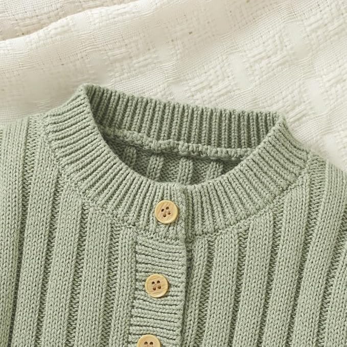 Neiwech Baby Boy Girl Romper Newborn Infant Knit Striped Solid Long Sleeve One Piece Jumpsuit Clothes