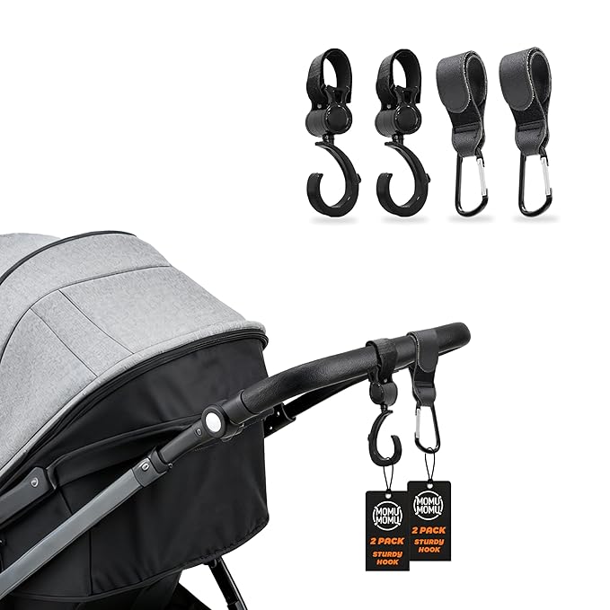 Stroller Hook Universal Stroller Clip Baby Travel Essential Wheelchair Accessories Gear for Bag 2pcs Aluminum Hook 2pcs Plastic Hook