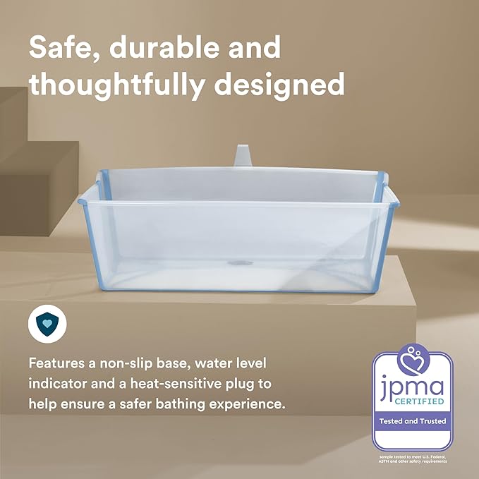 Stokke Flexi Bath X-Large, Ocean Blue - 31.5 x 15.7 x 9.4 in - Best for Infants & Toddlers - Lightweight, Foldable & Easy to Store - Convenient to Use at Home or Traveling