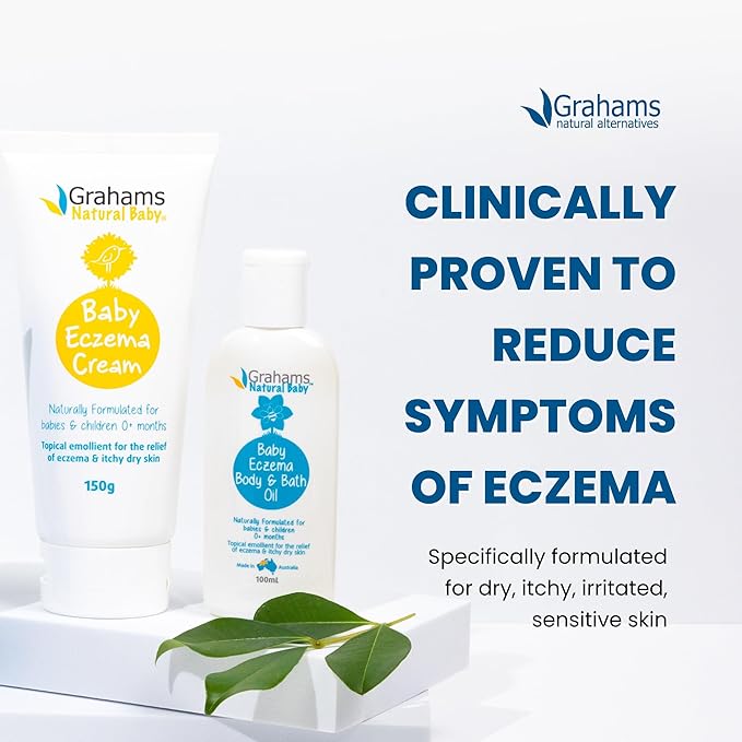 Grahams Natural Baby Eczema Body and Bath Oil - Treat Eczema & Cradle Cap, Relief for Itchy, Dry Skin - Clinically Proven Formula - For Ages 0+ Months to 12 Years (1 x 100ml)