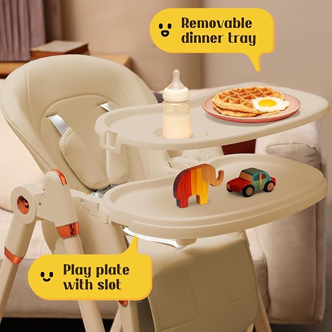 6-in-1 Convertible High Chair with Rocker | Baby High Chair for Newborn to Toddler (0-3 Years) | Adjustable, Foldable & Easy-Clean with Dishwasher Safe Tray & Tool-Free Assembly, Brown