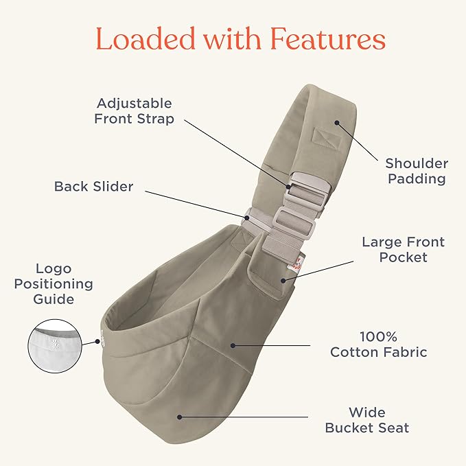 Ergobaby Upsie Hip Sling – Soft Olive Baby Carrier – Lightweight, Adjustable Sling for Toddlers – Breathable & Ergonomic Design