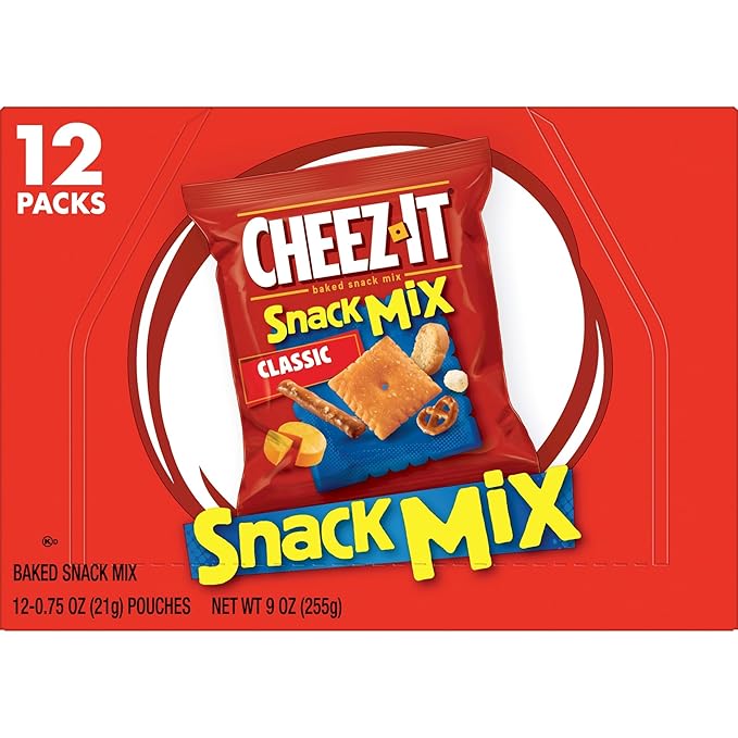 Cheez-It Snack Mix, Office and Kids Snacks, Classic, 9oz Box (12 Packs)