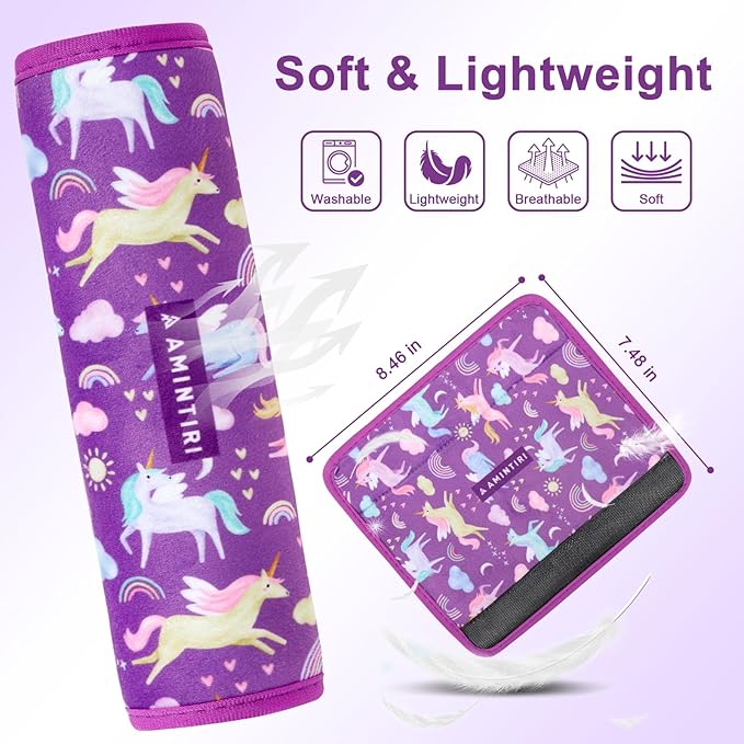 Seat Strap Shoulder Pads for Kids, Seat Belt Cover for Children, Soft Furry Seat Belt Cushion for Travel, Cartoon Car Seat Belt Pad Cover for Boys and Girls.