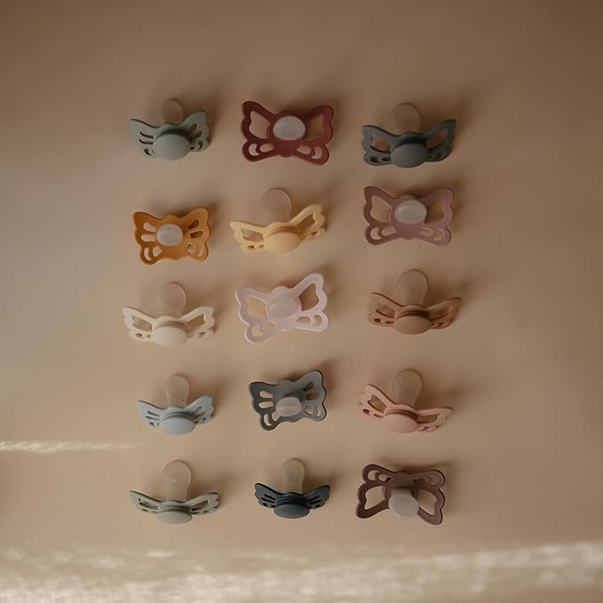 FRIGG Butterfly Anatomical SilkySoft Silicone Baby Pacifier | Made in Denmark | BPA-Free (Silky Satin/Cream, 6-18 Months)