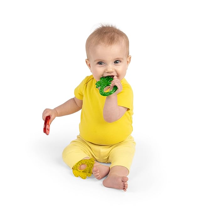 Bright Starts Juicy Chews 3-Pack Textured Teethers - Watermelon, Pineapple, Banana - BPA Free, Unisex, 3 Months +