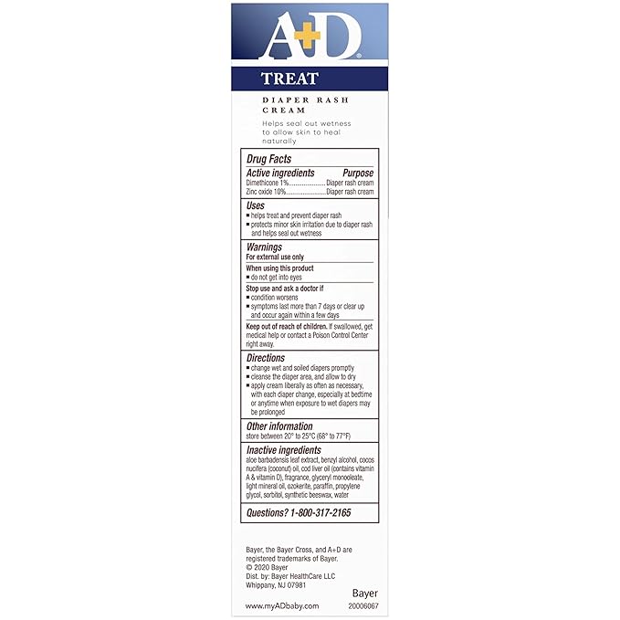 A+D Diaper Rash Cream, Dimethicone Zinc Oxide Cream, 4 oz (113 g) (Pack of 1) Size: Pack of 1, Model:, Baby & Child Shop