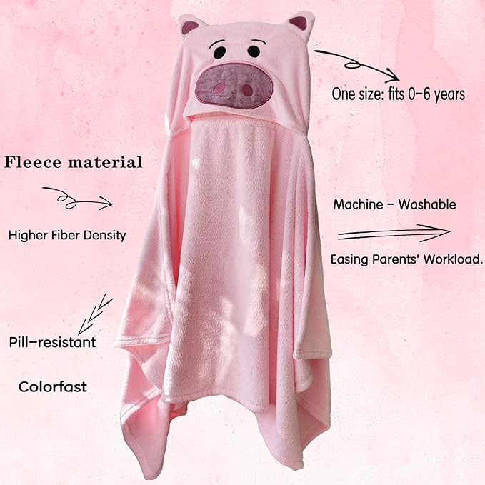 Toddler Bath Towel Baby Towels with Hood 27.5"X55" Ultra Absorbent Soft Bathrobe Blanket Kids Shower Towel for Girls and Boys (Blush)
