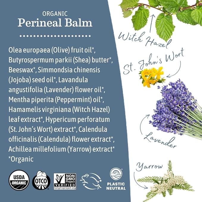 Earth Mama Organic Perineal Balm | Naturally Cooling Herbal Salve for Pregnancy and Postpartum Relief with Witch Hazel & Calendula, Feminine Care Essentials, No Benzocaine or Butane, 2-Oz (2-Pack)