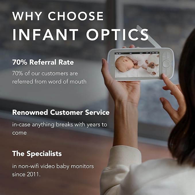 Infant Optics DXR-8 PRO Video Baby Monitor, 720P HD Resolution 5" Display, Patented A.N.R. (Active Noise Reduction), No WiFi, Pan Tilt Zoom, and Interchangeable Lenses (Pack of 2)