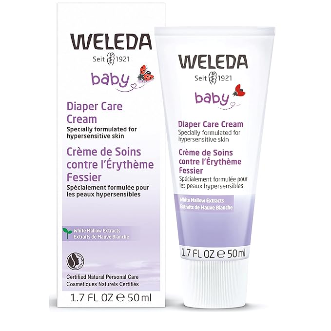 Weleda Baby White Mallow Diaper Care Cream, 1.7 Fluid Ounce, Fragrance Free Plant Rich Protection with White Mallow, Pansy, Sesame and Coconut Oils (Pack of 2)