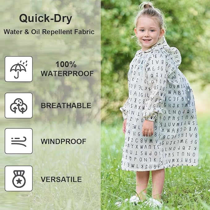Toddler Kids Raincoat Boys Girls Rain Jacket Lightweight Rain Poncho Waterproof Outwear Rainwear