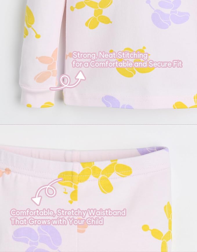 moimoln Sibling Matching 6M-8Y Soft Warm Cotton Modal Character Long Sleeve Snug-Fit Pajama Long Sleeve Sleepwear Daily