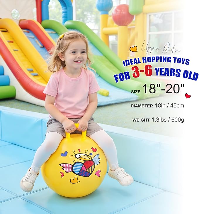 Upper Rider Easter Basket Stuffers for Kids, Hopper Ball for Kids 3-6, Bounce Ball with Handle for Age 3 4 5 6,18" Hopping Ball Toy for Indoor Outdoor Camping