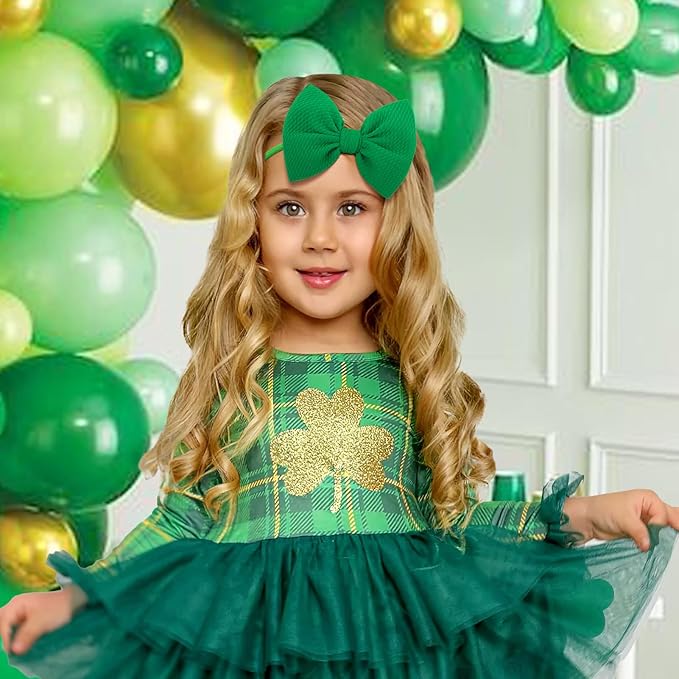 YanJie Baby Bows Headbands - Shamrock Headbands with Green Bows for Newborn Girls, Infants and Toddlers, St Patrick's Day Hair Accessories