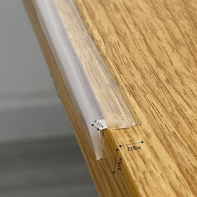 Edge Protector 100% Silicone, Baby Proofing Thin Corners Clear Guards, Pre-Tape Adhesive Soft for Kids Safety, Child Table Cabinets Furniture Bumper (2/5x2/5 in (Thin Width), 12 FT)