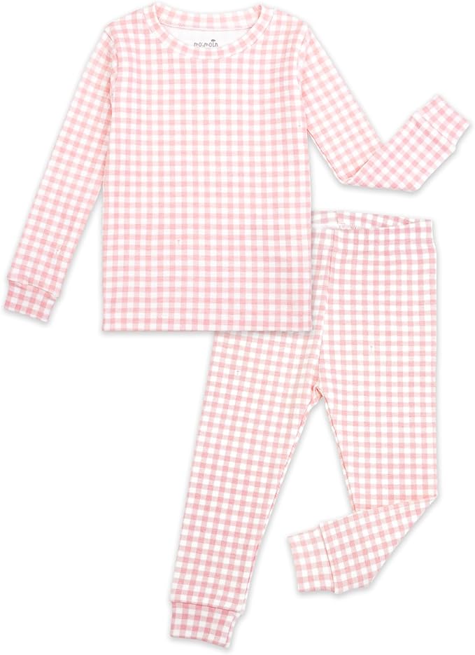 moimoln Baby Toddler Pajama Set Snug-Fit Cotton Modal Sleepwear, Leopard, Check & Solid Mix (6M-8Y, 1/2 Pack)