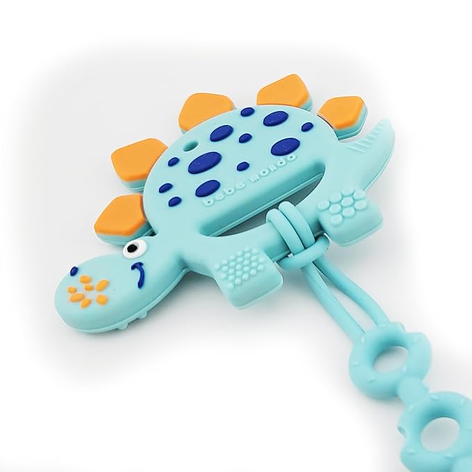 Bebe Mondo Dinosaur Baby Teething Toys 3–6 6–12 Months, Teethers for Babies 0–3–6–12 Months for Teething Relief, Baby Gift, Baby Teether Toys, Silicone Sensory Toys, Soft-Textured Infant Toys