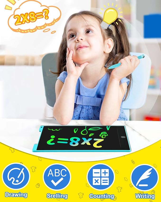 cimetech LCD Writing Tablet, Toys Gifts for 3-8 Year Old Girls Boys, 12 Inch Colorful Drawing Pad for Kids Doodle Board, Christmas Stocking Stuffers Birthday Gifts for Toddler Travel Activities, Blue
