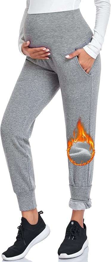 AMPOSH Women's Maternity Pants Stretchy Lounge Workout Sweatpants Casual Loose Comfy Pregnancy Joggers with Pockets