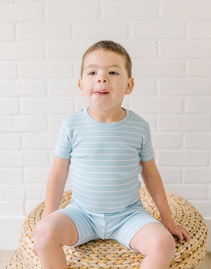 moimoln Stripe Pajamas Set 12M-8Y Ribbed Unisex Baby & Toddler, Soft Viscose, Snug-Fit, Everyday Sleepwear