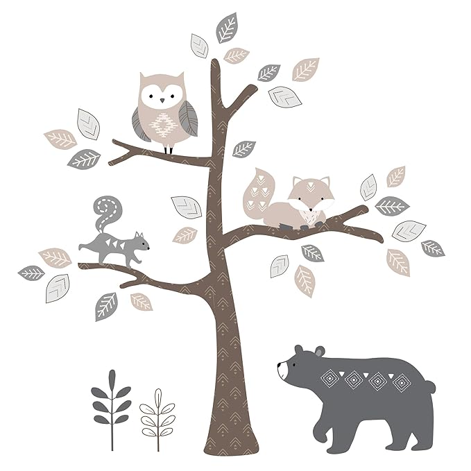 Lambs & Ivy Woodland Forest Animal Nursery 5-Piece Baby Crib Bedding Set - Gray