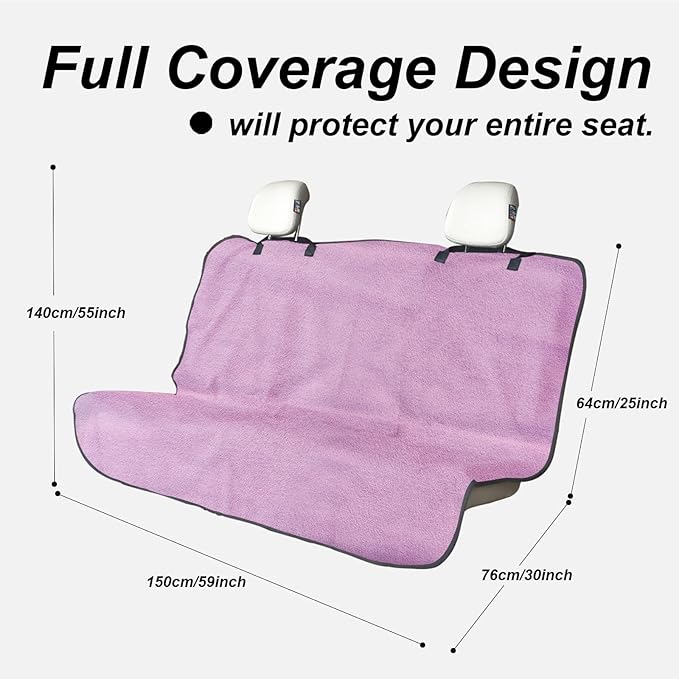 Back Seat Cover Protector for Dogs and Kids, Universal Waterproof Towel Rear Bench Seat Cover for Car, Truck, Van & SUV, Machine-Washable Backseat Car Covers (Pink, 1pcs Rear Seat)