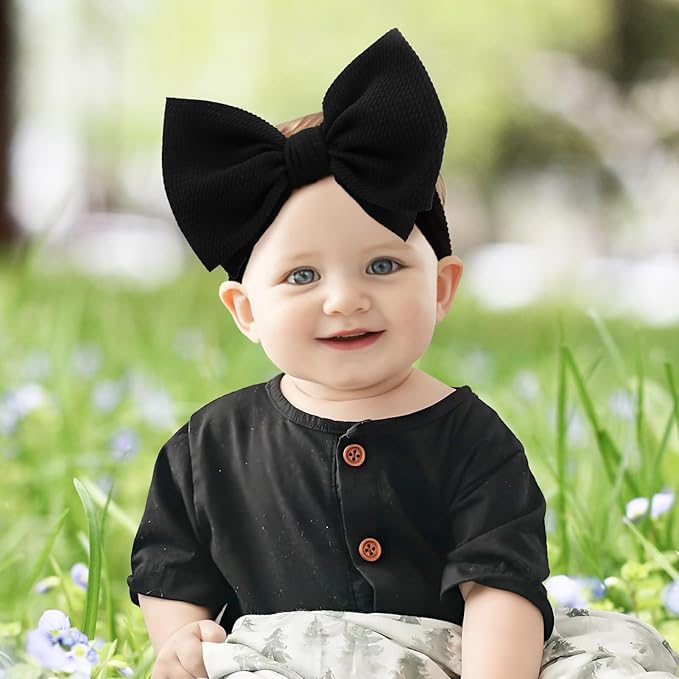 Super Durable Soft Knot Headbands with Hair Bows Infant Toddlers Kids Hair Accessories Red Black Headband for Newborn Baby Girls