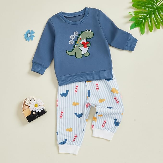 Infant Baby Boy Fall Clothes Set Funny Letter Sweatshirt Pant Outfit Toddler Winter Clothes 6 12 18 Months 2T 3T