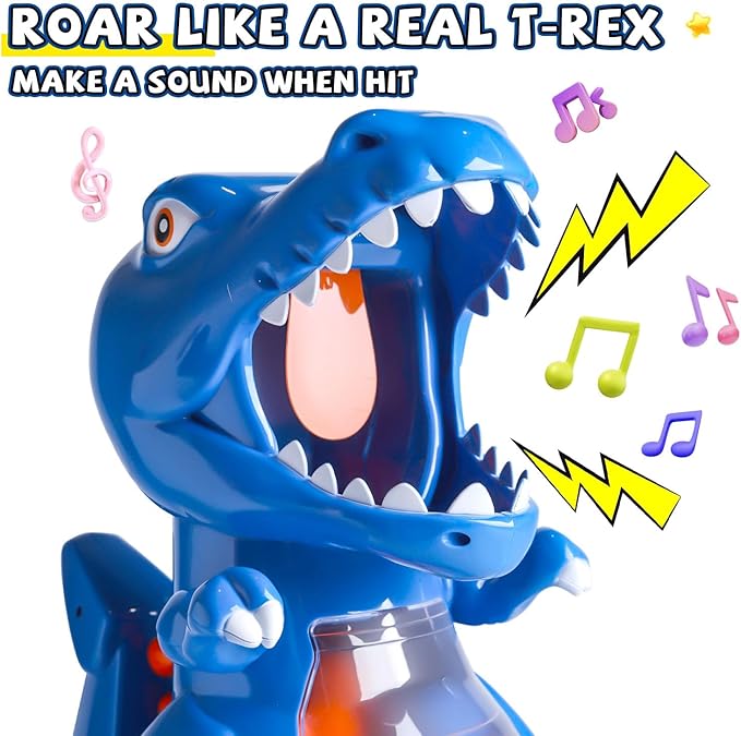 EagleStone T-Rex Dinosaur Shooting Toys for 6 7 8 Year Old Boys, Electronic Shooting Target Game with Air Pump Gun, 24 Balls, Foam Blaster Boy Toys Age 6-8 8-10, Christmas Birthday Gifts for Kids