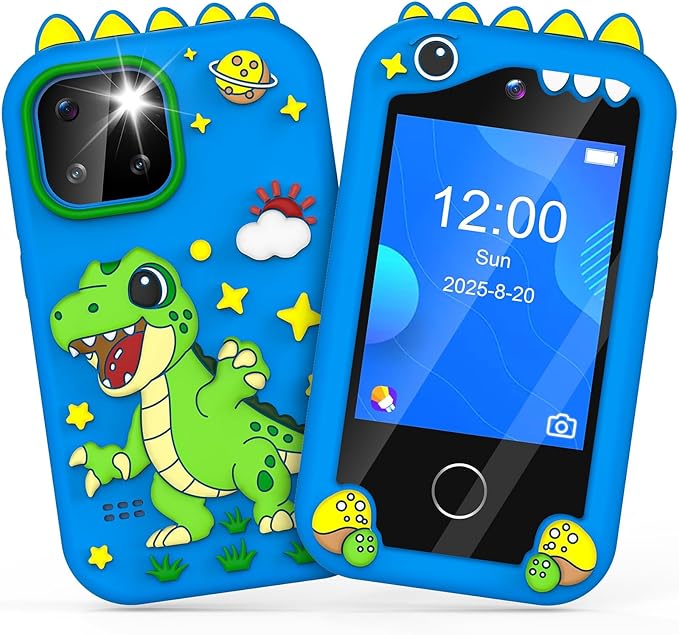 Kids Smartphone Toy for 3-8 Year Old Girls & Boys - No Internet/Calls, HD Camera, MP3 Player, Learning Games | Christmas Birthday Gift for Toddlers (Blue)