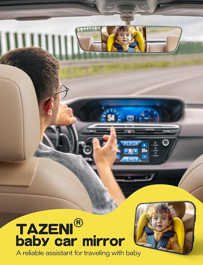 Baby Car Mirror Hook Design Ultra Stable Car Seat Mirror for Baby Rear Facing Secure and Shatterproof CarSeat Mirrors 360° Clear View Newborn Essential Accessories