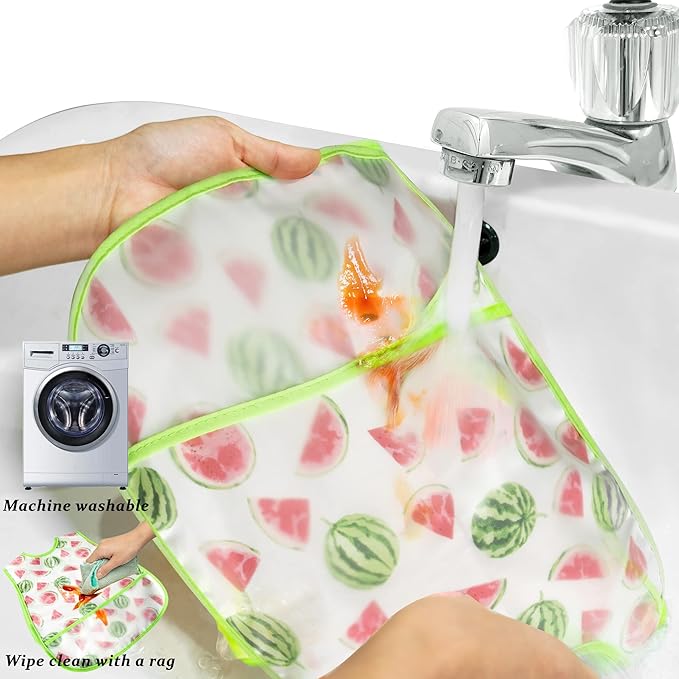 R HORSE 5Pcs Baby Bibs Set Toddler Bibs with Crumb Catcher Pocket & Snap Button Waterproof Baby Feeding Bibs for 6-24 Months