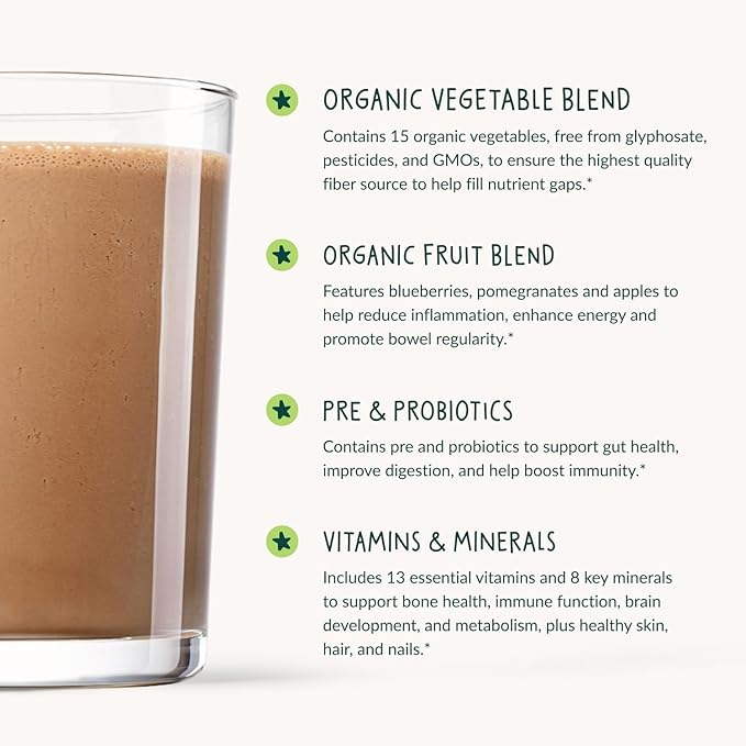 Beam Kids All in One Superfood Powder, Nutritional Shake, Organic Greens, Probiotics, Vitamins, Immune Support, Gut Health, Superfood Drink, Daily Nutrition for Children, No Artificial Sweeteners