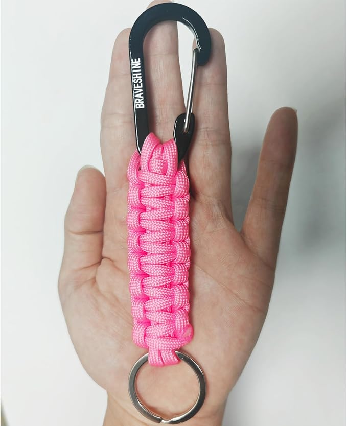 BRAVESHINE Paracord Keychain Carabiner Clip, D Ring Lanyard Hanger Stroller Hook for Water Bottle, Key, Backpacks, Men, Women