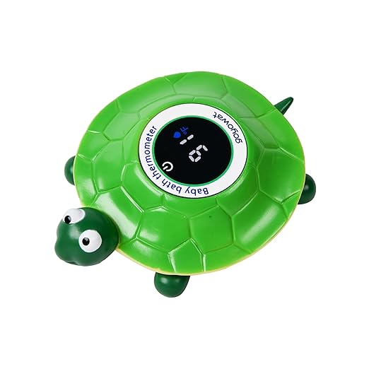 Baby Bathtub Thermometer with LED Display Screen+Floating Turtle toy-2-in-1color Coded Alarm (Cold/Comfortable/hot) Bath Temperature Monitor, Adorable Floating Toys for Infants, Essential for Babies