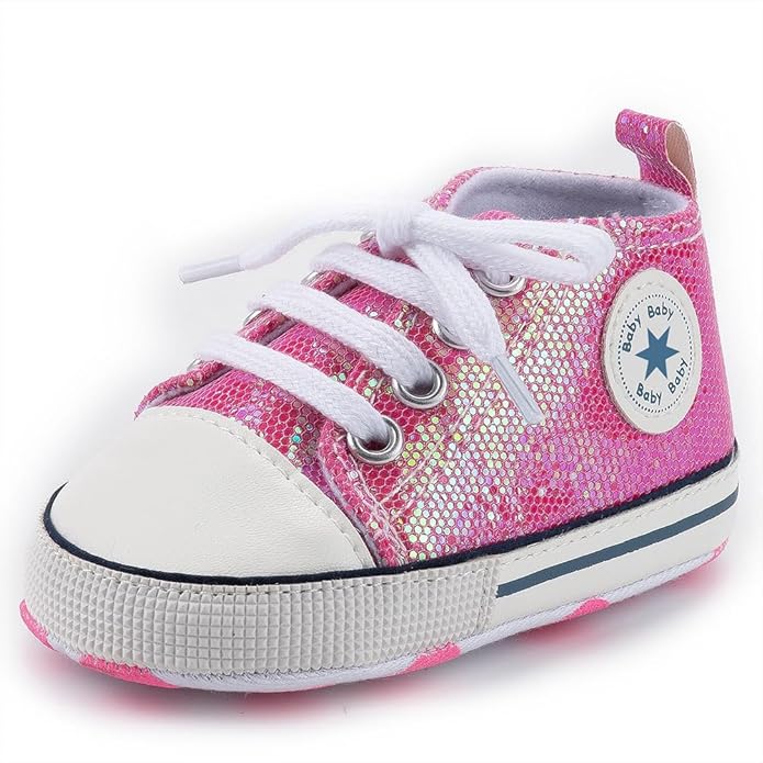Unisex Baby Girls Boys Canvas High-top Shoes, Newborn Infant Anti-Slip Soft Sole Frist Walking Breathable Sneakers